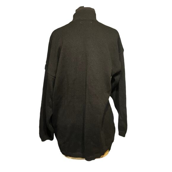 Vtg Black Chunky Knit Fall 3D Scarecrow Halloween Relaxed Turtleneck Sweater M - Picture 4 of 6